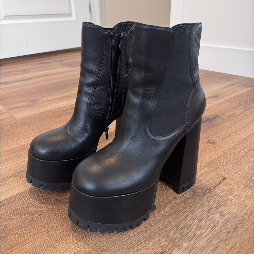 Jeffrey Campbell Black Chunky platform Ankle Boots 8.5 - Picture 3 of 8
